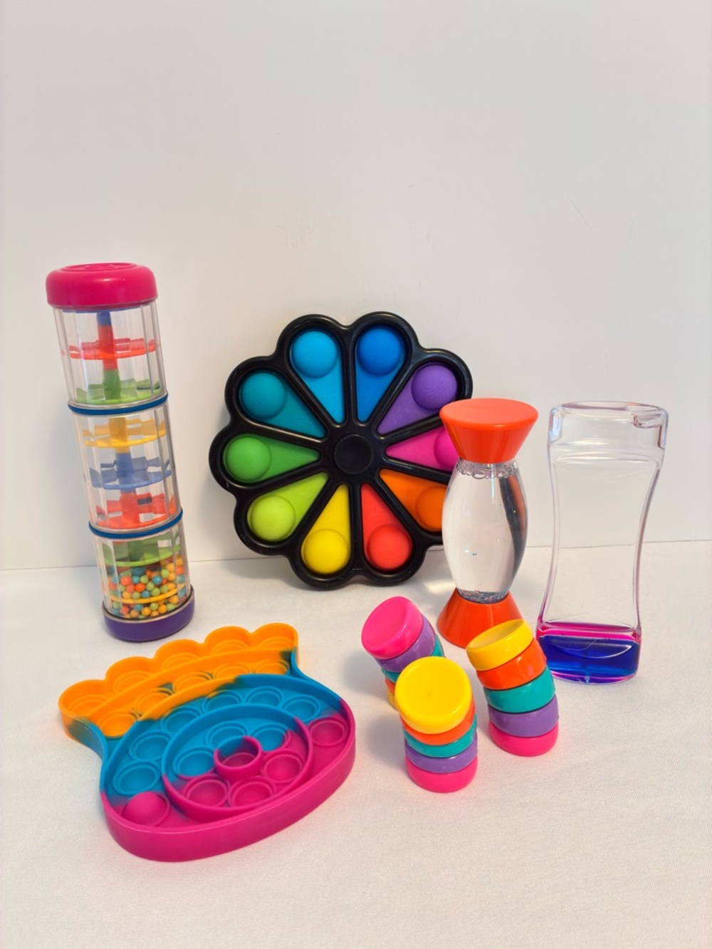 Sensory Fidget Toy Bundle Bubble Fidget Tube Rainstick Dimple Spinner Spin Disc